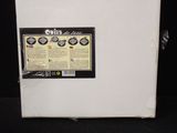an image of a white refrigerator with a label on it