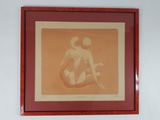 tableau représentant une femme nue assise par terre, tenant une balle dans la main