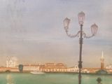an image of a painting of a man standing next to a lamp post