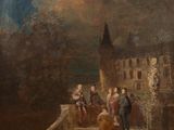 une image représentant un tableau dans lequel on voit des personnes monter un escalier