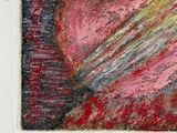 a picture of a painting of a red apple on a table