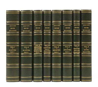 a set of six books with gold trimmings on them