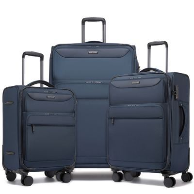 trois bagages à roulettes posés les uns à côté des autres