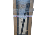 a cardboard box with a pair of baseball bats inside of it
