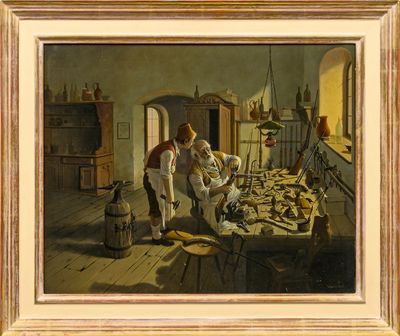 an image of a painting of a man and woman in a kitchen