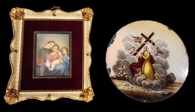 Lot: fixé sous-verre "Saint Femme vénérant la Croix enlevée …