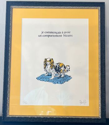 la photo d'une photo représentant un chien posé sur une table
