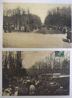 deux vieilles photos en noir et blanc montrant une foule de personnes