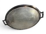 silver plate with handles and handles on a white background