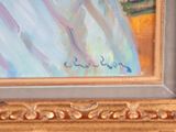 a picture of a painting of a woman in a white dress