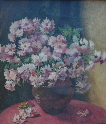 B. WERA (XXème, école wallonne ?), "Bouquet de fleurs dans u…