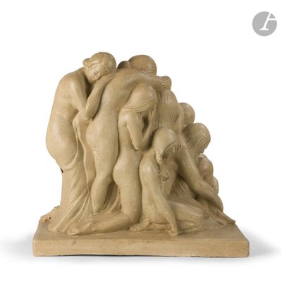 an image of a sculpture of a group of people on a white background