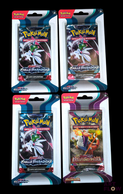 Un paquet contient quatre paquets de cartes à collectionner Pokémon