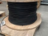 an image of a large reel of black wires on a pallet