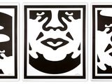 three black and white pictures of a man ' s face and a woman ' s face and a man ' s face