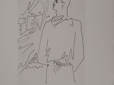 an image of a drawing of a man standing in front of a window