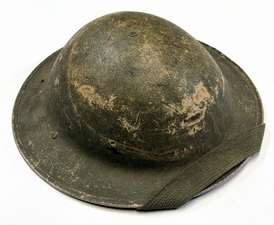 a helmet that has been worn on a white background
