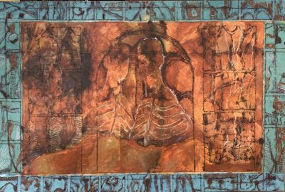 an image of a painting of a man and a woman on a wall