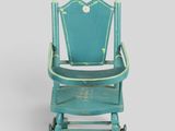 a blue rocking chair with a blue seat on a gray background