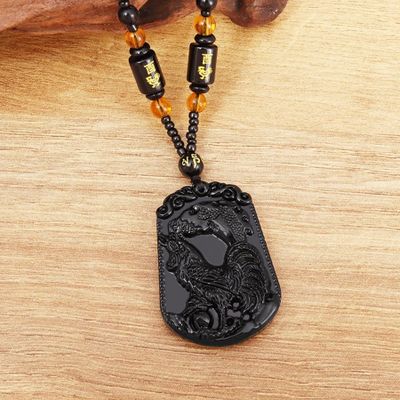 Lot de 65 colliers "Inventivité du Tigre" en Obsidienne Noir…