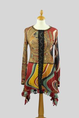 JEAN PAUL GAULTIER maille. Robe courte en laine imprimé cach… - Photo 1