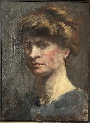 une image d'un tableau représentant une femme en robe bleue