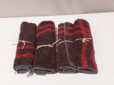 Lot de 4 - Linge de maison type serviettes éponges - Marron …