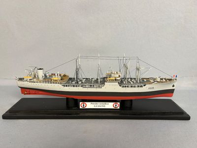 a model of a ship on a black base