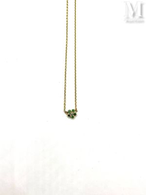 a close up of a necklace on a white background