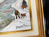 une photo d'un tableau représentant un homme et un chien