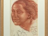 portrait of a woman in profile with her head turned to the right