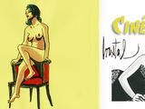 le dessin d'une femme assise sur une chaise à côté du dessin d'une femme assise sur une chaise