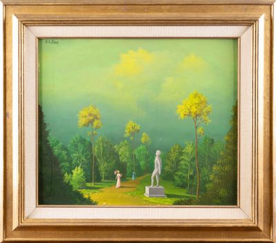 Carl PREVOT (1933), "A la promenade", huile sur isorel, sign…