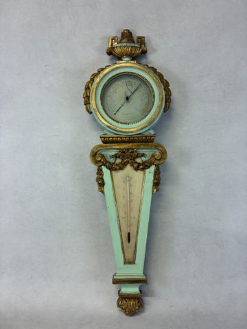 SERPETTES à DIEPPE – Baromètre/Thermomètre en bois sculpté peint 