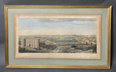tableau représentant une vue d'une ville avec un château au loin
