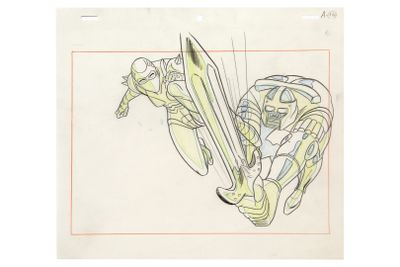 an image of a drawing of a person on a surfboard