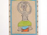 a drawing of a man sitting on top of a stool