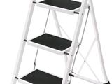 a close up of a three step ladder on a white background
