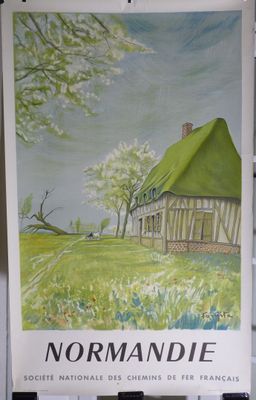 tableau représentant une maison dans un champ, avec un toit végétalisé
