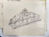 a drawing of a tank on top of a piece of paper