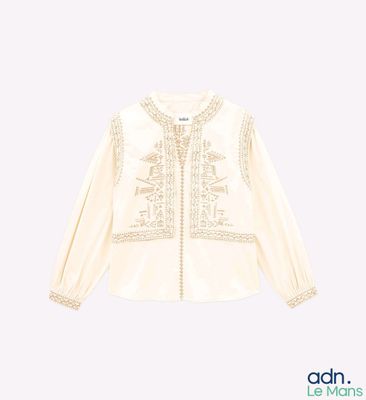 cream blouse with embroidery and beading