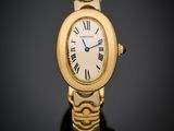 une montre Cartier en or jaune 18 carats avec des chiffres romains et des chiffres romains