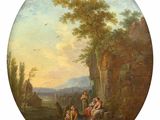an image of a painting of a group of people in a wooded setting