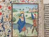 an open book with a picture of a man riding a horse