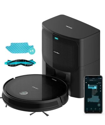 an image of a robotic vacuum cleaner with a remote control