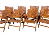six chairs that are sitting next to each other