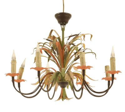 an image of a chandelier with five lights hanging from it ' s ceiling