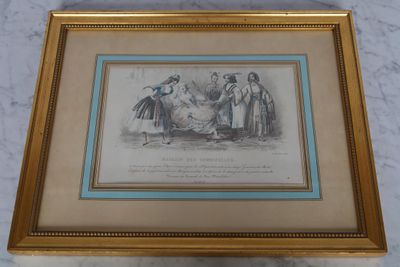 Gravure en couleurs pour la promotion du "Magasin des demois…