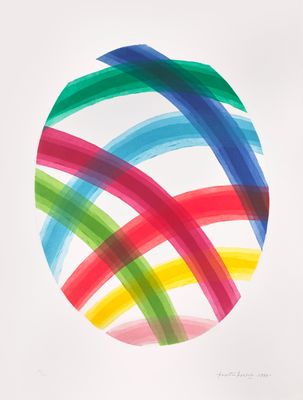 a painting of a colorful circle with a white background