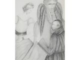 an image of a drawing of a woman with a bird on her head